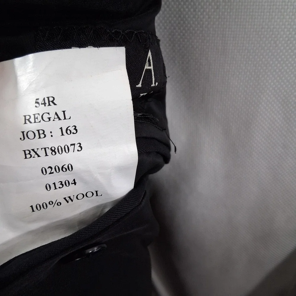 Jos. A. Bank Sport Coat 54R Solid Black Traveler Collection 100% Wool Regal Fit